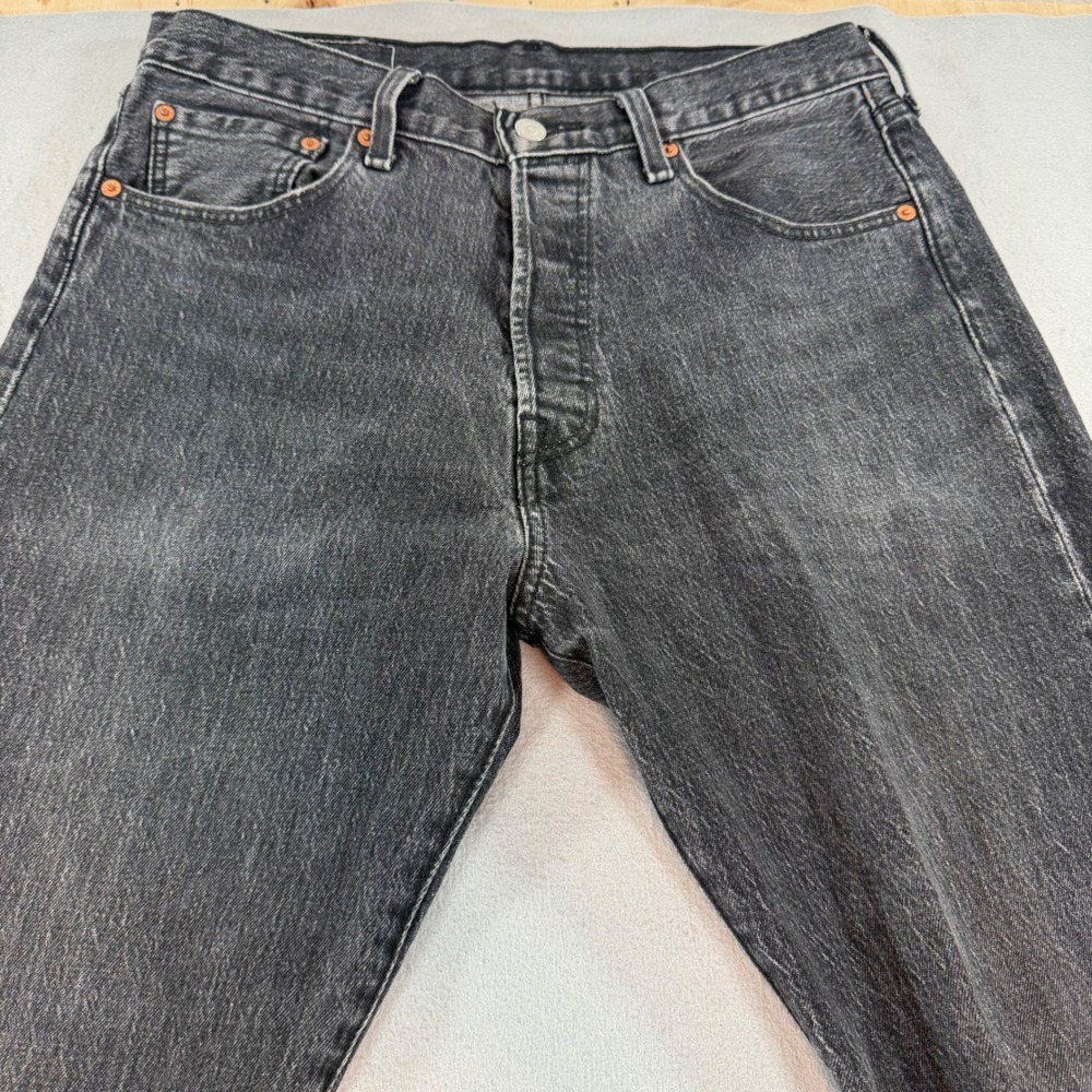 Levi's 501 '93 Straight Jeans Mens 32x32 Washed Black Button Fly Denim - Picture 2 of 12